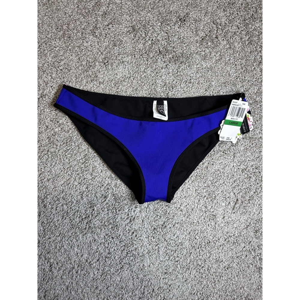 Becca Bikini Bottoms Large Blue Black Color Block NWT Everything But Water